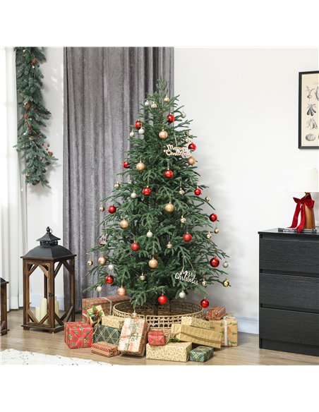 HOMCOM 6 ft Full Spruce Christmas Tree with Realistic Dense Tips, Easy Assembly - Green - pic 201510 | FastDaddyshop