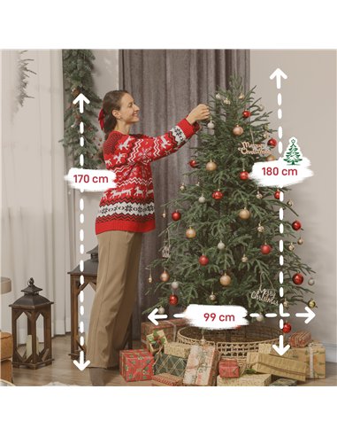 HOMCOM 6 ft Full Spruce Christmas Tree with Realistic Dense Tips, Easy Assembly - Green