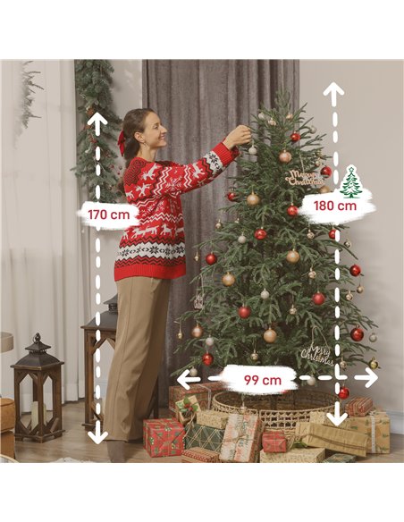 HOMCOM 6 ft Full Spruce Christmas Tree with Realistic Dense Tips, Easy Assembly - Green - pic 201511 | FastDaddyshop