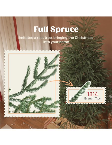 HOMCOM 6 ft Full Spruce Christmas Tree with Realistic Dense Tips, Easy Assembly - Green - pic 201513 | FastDaddyshop