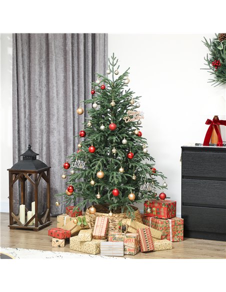 HOMCOM 5 ft Full Spruce Christmas Tree with Realistic Dense Tips, Easy Assembly - Green - pic 201519 | FastDaddyshop