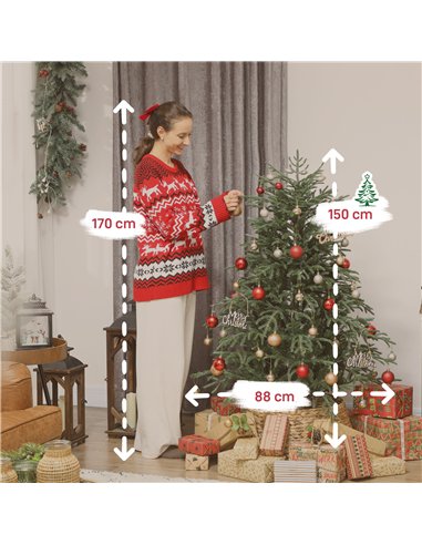 HOMCOM 5 ft Full Spruce Christmas Tree with Realistic Dense Tips, Easy Assembly - Green