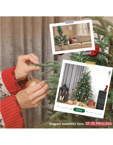 HOMCOM 5 ft Full Spruce Christmas Tree with Realistic Dense Tips, Easy Assembly - Green