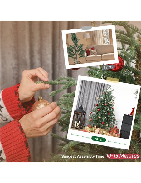 HOMCOM 5 ft Full Spruce Christmas Tree with Realistic Dense Tips, Easy Assembly - Green - pic 201524 | FastDaddyshop