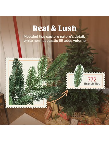 HOMCOM 5ft Artificial Christmas Tree with Realistic Branches, Easy Assembly - Green