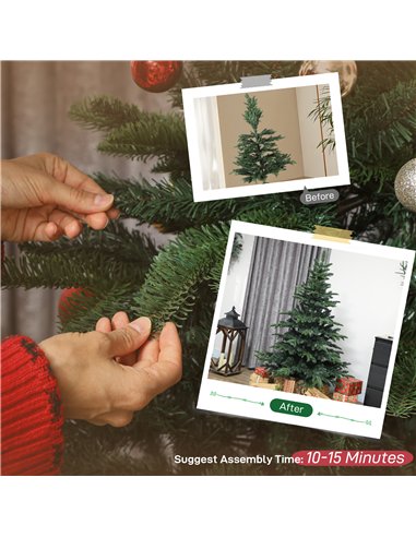 HOMCOM 5ft Artificial Christmas Tree with Realistic Branches, Easy Assembly - Green