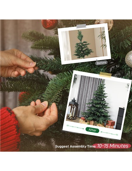 HOMCOM 5ft Artificial Christmas Tree with Realistic Branches, Easy Assembly - Green - pic 201533 | FastDaddyshop