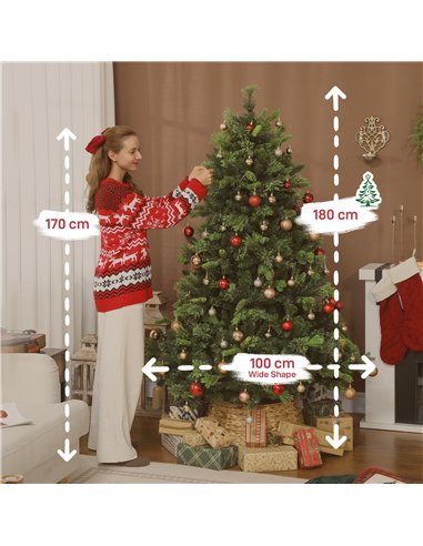 HOMCOM 6ft Artificial Pine LED Christmas Tree, with Remote