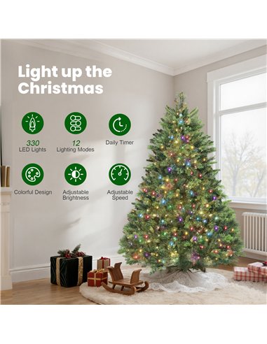 HOMCOM 6ft Artificial Pine LED Christmas Tree, with Remote