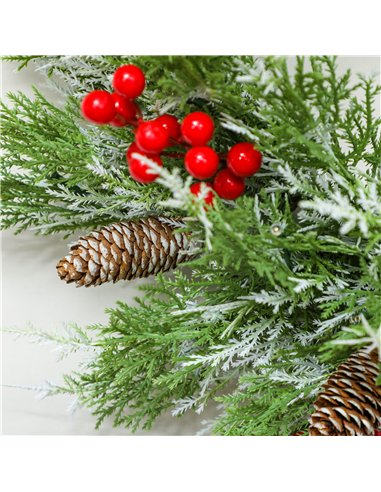 HOMCOM 60 cm Prelit Christmas Wreath, Door Wreath with Realistic Branches, 30 Warm White LEDs, Timer, Battery Operated