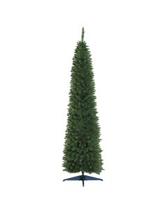HOMCOM 7ft Unlit Artificial Christmas Tree, Pencil Slim Xmas Tree with Solid Stand and Realistic Branches, Green