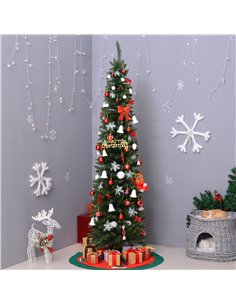 HOMCOM 7ft Unlit Artificial Christmas Tree, Pencil Slim Xmas Tree with Solid Stand and Realistic Branches, Green 2