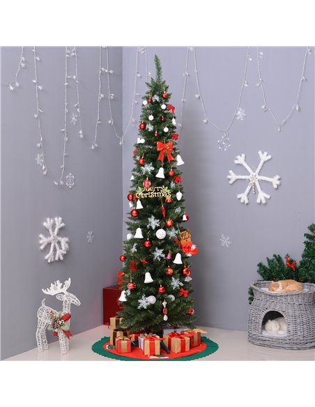 HOMCOM 7ft Unlit Artificial Christmas Tree, Pencil Slim Xmas Tree with Solid Stand and Realistic Branches, Green - pic 201555 | FastDaddyshop