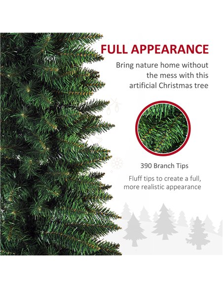 HOMCOM 7ft Unlit Artificial Christmas Tree, Pencil Slim Xmas Tree with Solid Stand and Realistic Branches, Green - pic 201559 | FastDaddyshop