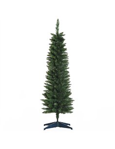 HOMCOM 5ft Unlit Artificial Christmas Tree, Pencil Slim Xmas Tree with Solid Stand and Realistic Branches, Green