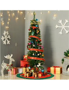 HOMCOM 5ft Unlit Artificial Christmas Tree, Pencil Slim Xmas Tree with Solid Stand and Realistic Branches, Green 2