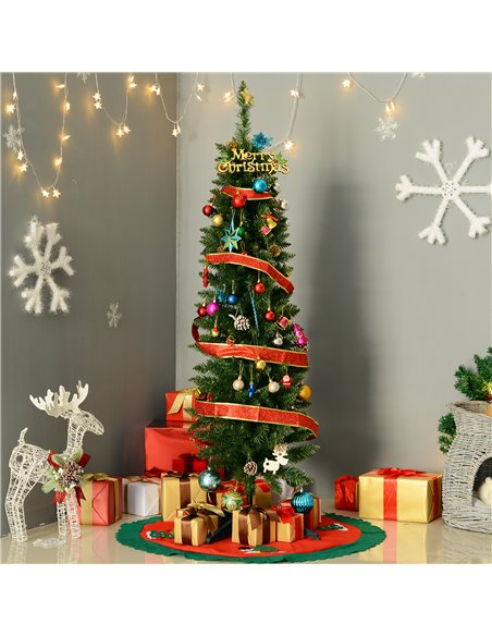 HOMCOM 5ft Unlit Artificial Christmas Tree, Pencil Slim Xmas Tree with Solid Stand and Realistic Branches, Green - pic 201564 | FastDaddyshop