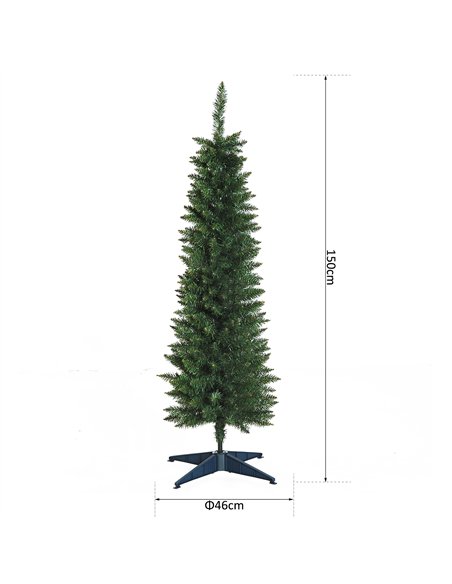 HOMCOM 5ft Unlit Artificial Christmas Tree, Pencil Slim Xmas Tree with Solid Stand and Realistic Branches, Green - pic 201565 | FastDaddyshop