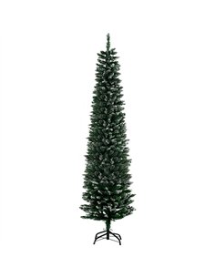 HOMCOM 6FT Artificial Snow Dipped Christmas Tree Xmas Pencil Tree Holiday Home Indoor Decoration with Foldable Black Stand, Gree