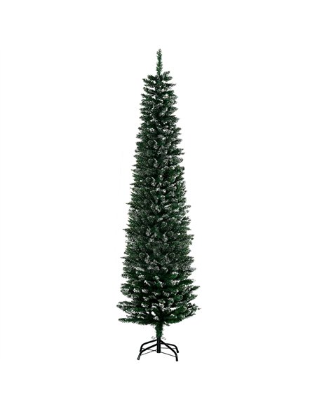 HOMCOM 6FT Artificial Snow Dipped Christmas Tree Xmas Pencil Tree Holiday Home Indoor Decoration with Foldable Black Stand, Gree - pic 201572 | FastDaddyshop