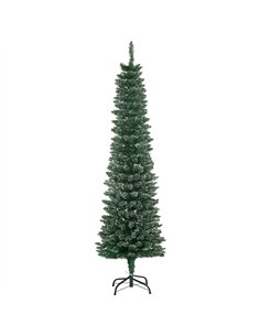 HOMCOM 5.5FT Artificial Snow Dipped Christmas Tree Xmas Pencil Tree Holiday Home Indoor Decoration with Foldable Black Stand, Gr