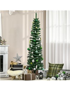 HOMCOM 5.5FT Artificial Snow Dipped Christmas Tree Xmas Pencil Tree Holiday Home Indoor Decoration with Foldable Black Stand, Gr 2