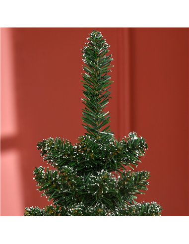 HOMCOM 5.5FT Artificial Snow Dipped Christmas Tree Xmas Pencil Tree Holiday Home Indoor Decoration with Foldable Black Stand, Gr