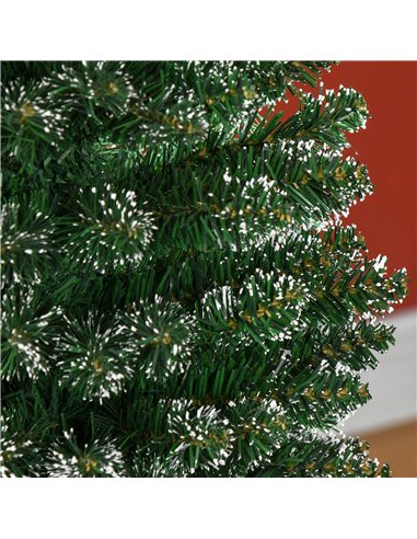 HOMCOM 5.5FT Artificial Snow Dipped Christmas Tree Xmas Pencil Tree Holiday Home Indoor Decoration with Foldable Black Stand, Gr