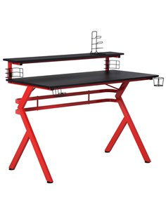 HOMCOM Ergonomics Gaming Desk, Computer Table with Cup & Speaker, Black-Red