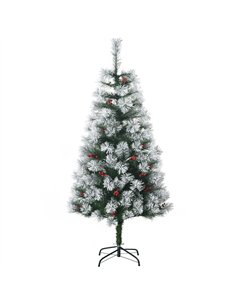 HOMCOM Indoor Christmas Tree Artificial Berry Xmas Decoration with Metal Stand and 184 Tips (5FT(150CM))