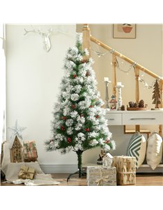 HOMCOM Indoor Christmas Tree Artificial Berry Xmas Decoration with Metal Stand and 184 Tips (5FT(150CM)) 2