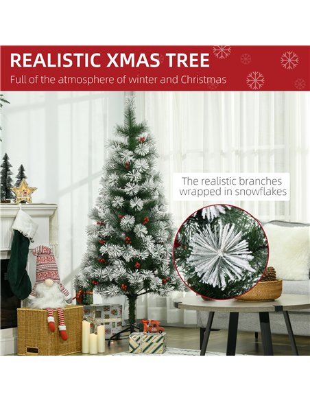 HOMCOM Indoor Christmas Tree Artificial Berry Xmas Decoration with Metal Stand and 184 Tips (5FT(150CM)) - pic 201593 | FastDaddyshop