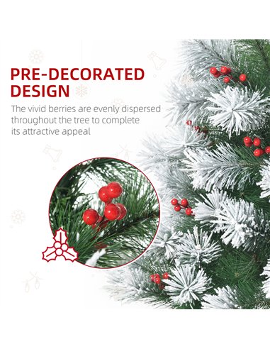 HOMCOM Indoor Christmas Tree Artificial Berry Xmas Decoration with Metal Stand and 184 Tips (5FT(150CM))