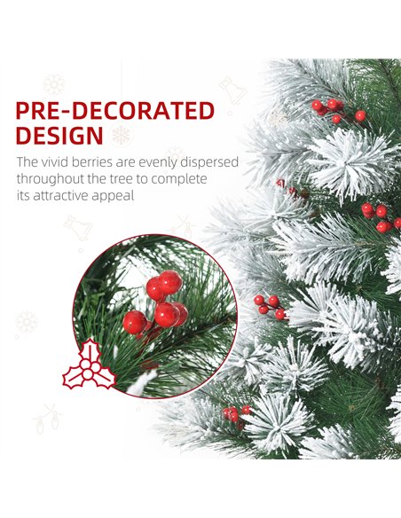 HOMCOM Indoor Christmas Tree Artificial Berry Xmas Decoration with Metal Stand and 184 Tips (5FT(150CM)) - pic 201594 | FastDaddyshop