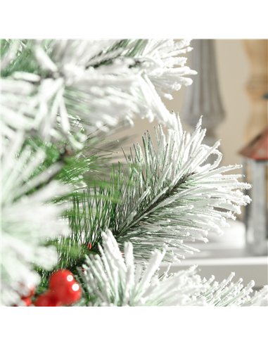 HOMCOM Indoor Christmas Tree Artificial Berry Xmas Decoration with Metal Stand and 184 Tips (5FT(150CM))