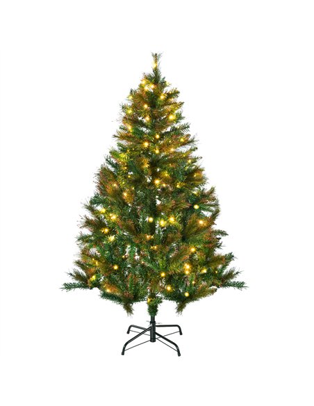 HOMCOM 1.5m 5ft Pre-Lit Christmas Tree Artificial Spruce Xmas Tree Warm White LED Holiday Décor with Metal Stand - pic 201599 | FastDaddyshop