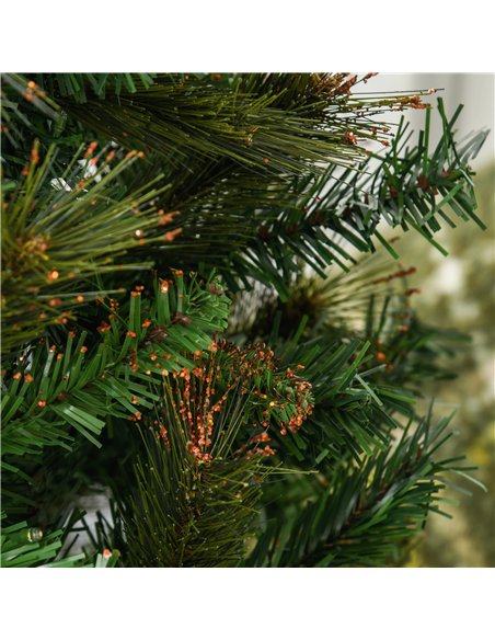HOMCOM 1.5m 5ft Pre-Lit Christmas Tree Artificial Spruce Xmas Tree Warm White LED Holiday Décor with Metal Stand - pic 201607 | FastDaddyshop