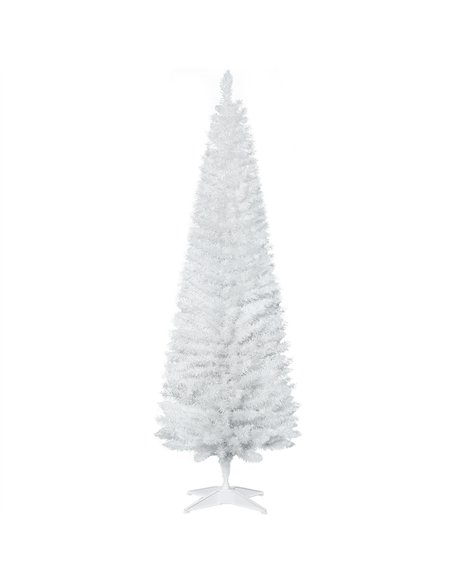 HOMCOM 6ft Unlit Artificial Christmas Tree, Pencil Slim Xmas Tree with Solid Stand and Realistic Branches, White - pic 201617 | FastDaddyshop