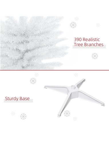 HOMCOM 6ft Unlit Artificial Christmas Tree, Pencil Slim Xmas Tree with Solid Stand and Realistic Branches, White