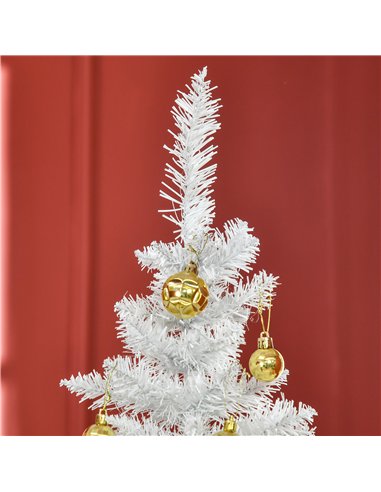 HOMCOM 6ft Unlit Artificial Christmas Tree, Pencil Slim Xmas Tree with Solid Stand and Realistic Branches, White