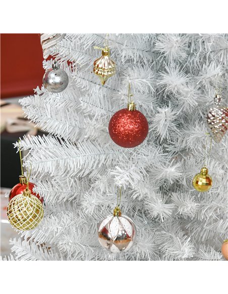HOMCOM 6ft Unlit Artificial Christmas Tree, Pencil Slim Xmas Tree with Solid Stand and Realistic Branches, White - pic 201625 | FastDaddyshop