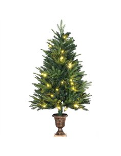 HOMCOM 1.2m 4ft Christmas Tree Entrance Décor 750 Tips Xmas Pre-lit Tree 80 LED with Vase Base