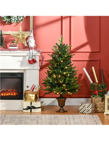 HOMCOM 1.2m 4ft Christmas Tree Entrance Décor 750 Tips Xmas Pre-lit Tree 80 LED with Vase Base