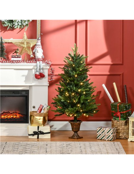 HOMCOM 1.2m 4ft Christmas Tree Entrance Décor 750 Tips Xmas Pre-lit Tree 80 LED with Vase Base - pic 201627 | FastDaddyshop