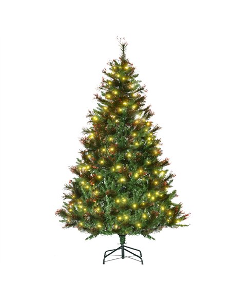 HOMCOM 1.8m 6ft Pre-Lit Christmas Tree Artificial Spruce Xmas Tree Warm White LED Holiday Décor with Metal Stand - pic 201644 | FastDaddyshop