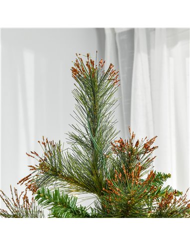HOMCOM 1.8m 6ft Pre-Lit Christmas Tree Artificial Spruce Xmas Tree Warm White LED Holiday Décor with Metal Stand
