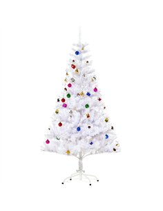HOMCOM 5ft Snow Artificial Christmas Tree w/ Metal Stand Decorations Home Seasonal Elegant Faux White