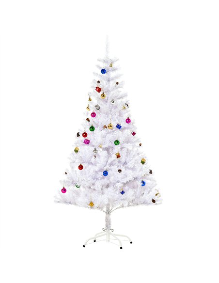HOMCOM 5ft Snow Artificial Christmas Tree w/ Metal Stand Decorations Home Seasonal Elegant Faux White - pic 201653 | FastDaddyshop