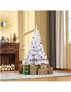 HOMCOM 5ft Snow Artificial Christmas Tree w/ Metal Stand Decorations Home Seasonal Elegant Faux White 2
