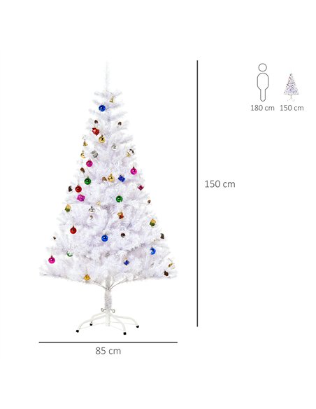 HOMCOM 5ft Snow Artificial Christmas Tree w/ Metal Stand Decorations Home Seasonal Elegant Faux White - pic 201655 | FastDaddyshop